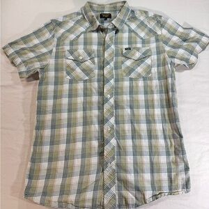 Seager Shirt Amarillo Western Short Sleeve Size L Plaid Checker